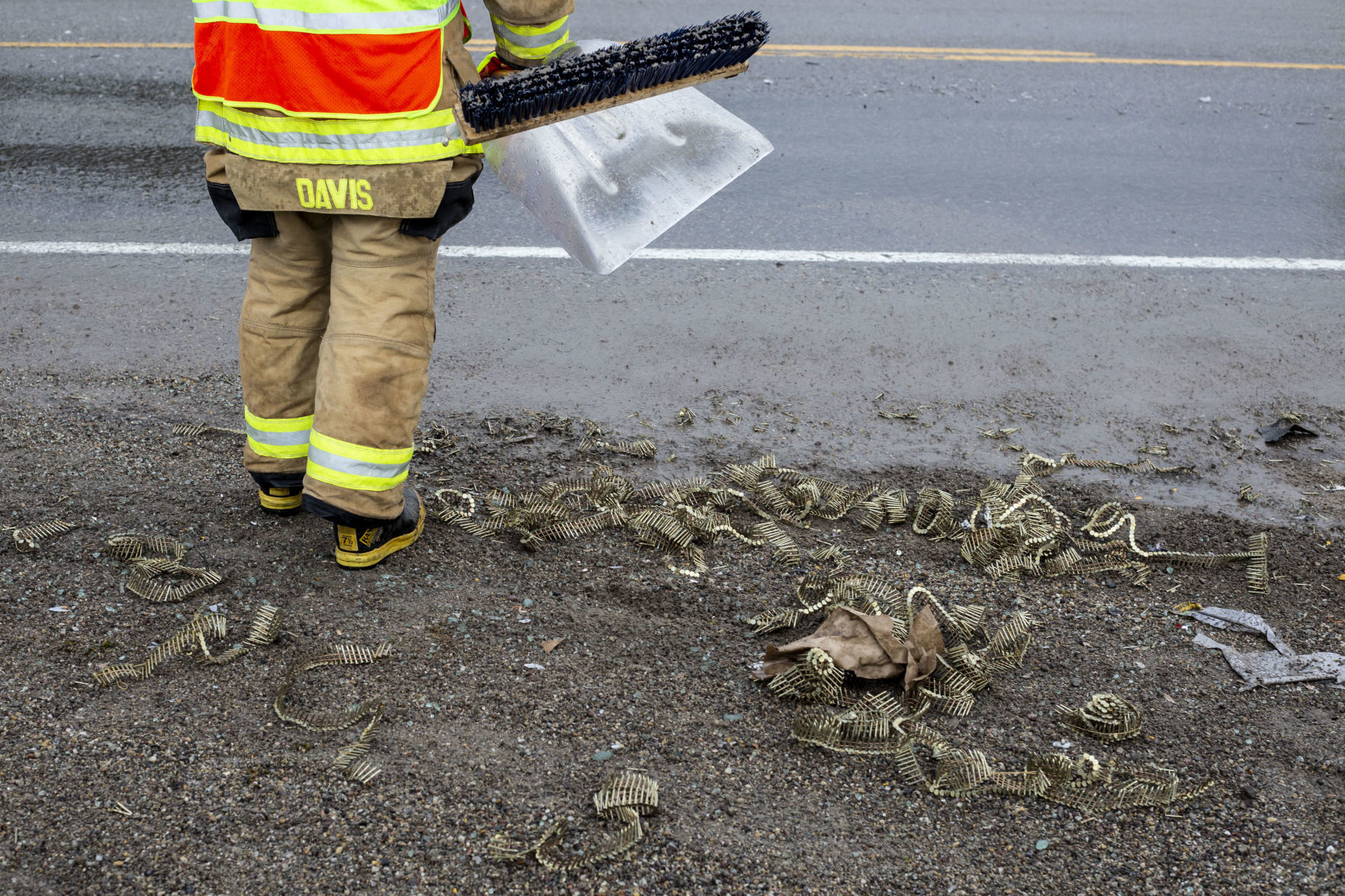 Dump truck rolls over in Wilson